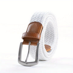 Unisex Elastic Leather Belt Men s Stretch Woven Braided Belt
