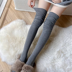 5 Pairs Solid Calf Socks Women's Knee High Stockings