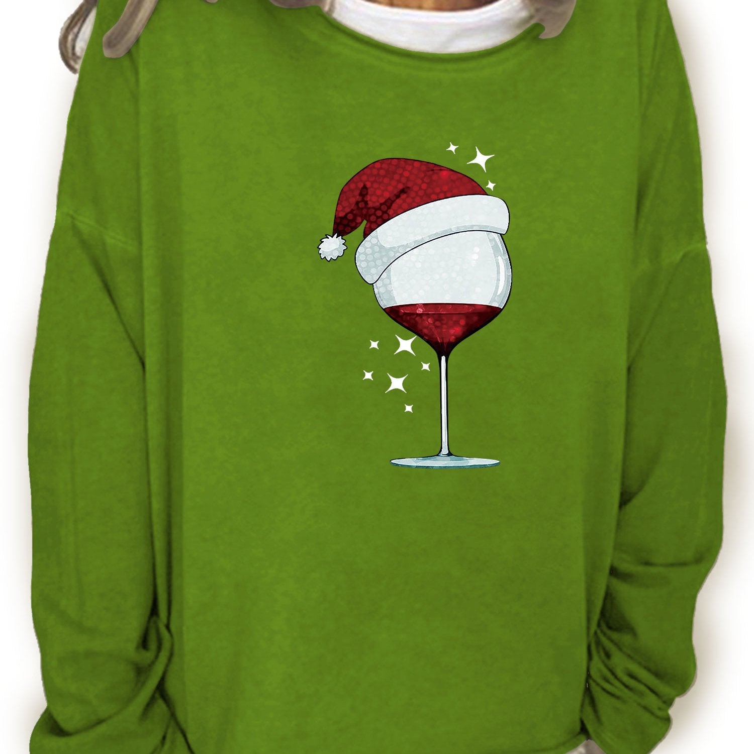 Christmas Print Sweatshirt Long Sleeve Crew Neck Women's Casual