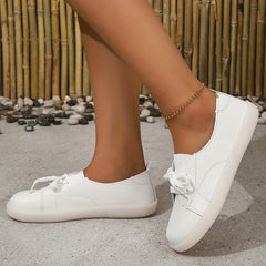 Women's Casual Low Top Sneakers Lace Up Flat Walking Shoes