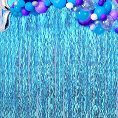 3pcs Wavy Tinsel Fringe Curtain Mermaid Birthday Under The Sea Party Decor