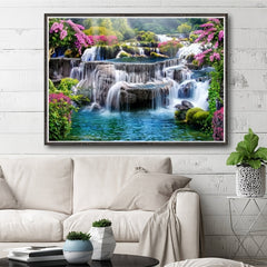 5D Waterfall Landscape Diamond Painting Kit, Full Drill Rhinestone Embroidery