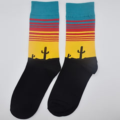 Landscape Print Socks Funny Crew Socks Women's Stockings