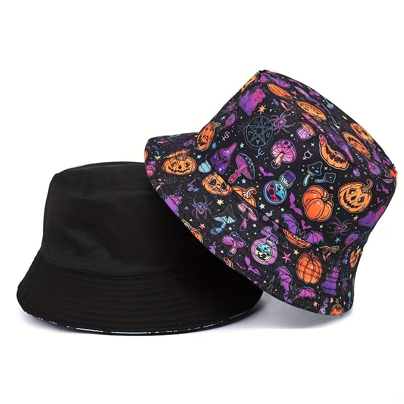 Unisex Pumpkin Pattern Sunshade Bucket Hat for Halloween