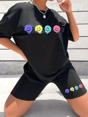 Melting Smile Two Piece Set Crew Neck T-Shirt & Shorts