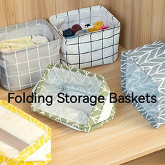 3pcs Fabric Folding Storage Baskets Room Decor Home Kitchen Bathroom Bedroom