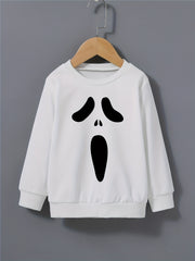 Boys Ghost Face Print Sweatshirt Crew Neck Pullover
