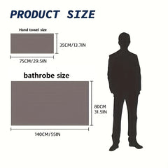2pcs Men's Microfiber Bathrobe & Hand Towel Set Quick Drying
