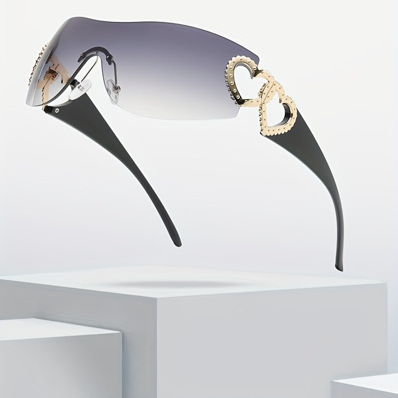 Y2K Sunglasses Rimless Gradient Lens Oversized Futuristic Eyewear UV400