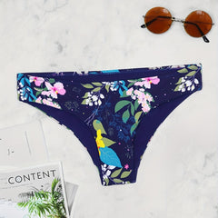 Floral Print High Cut Sexy Swim Briefs Low Waist Swimsuit Bottoms