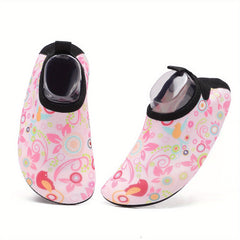 Cartoon Floral Barefoot Water Shoes for Girls | Quick Dry Lightweight Water Sock