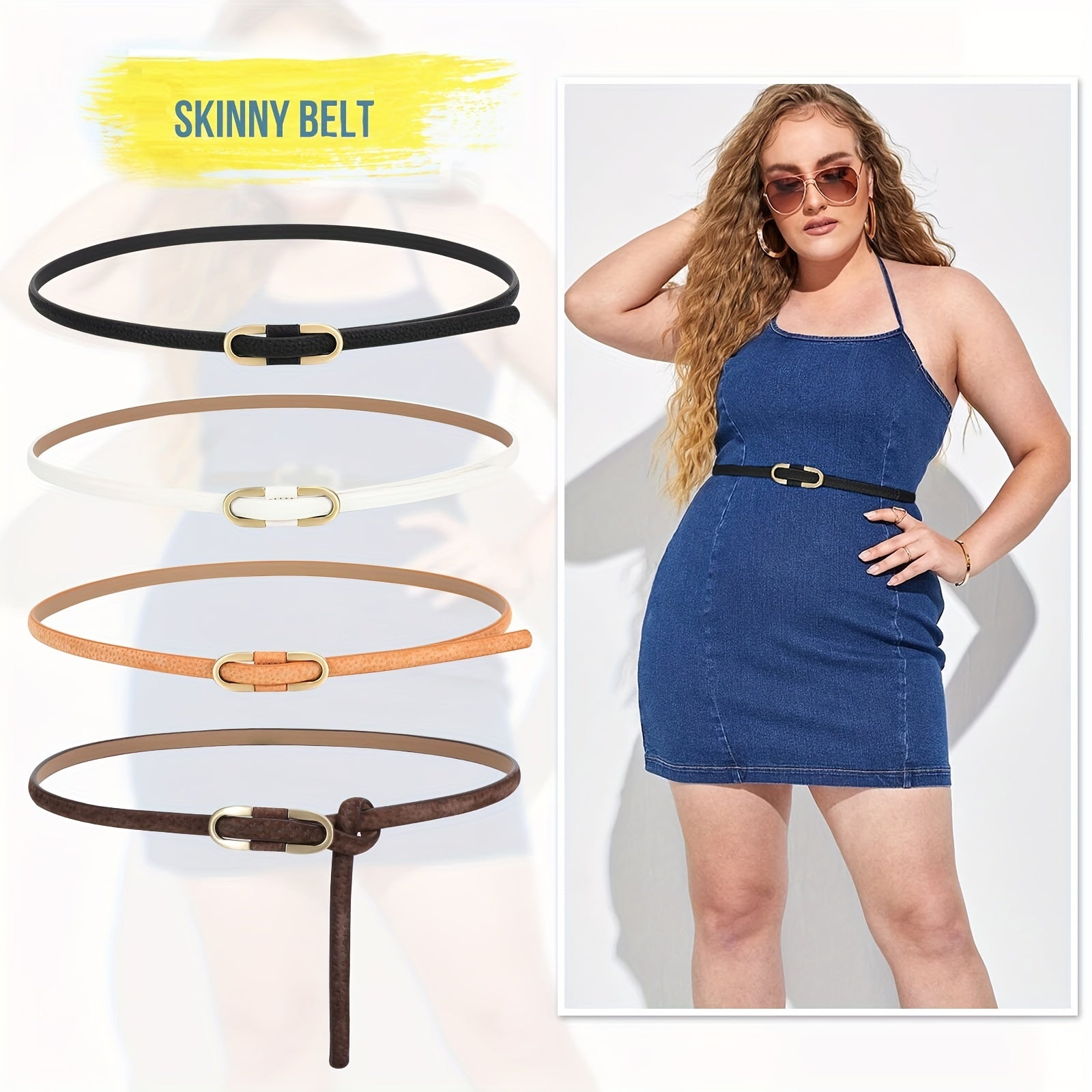 Long Buckle Thin Waist Belt for Women