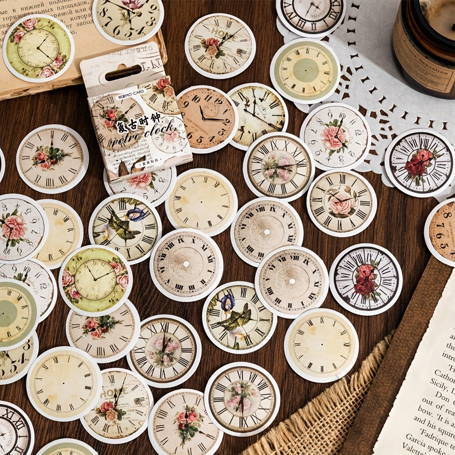 45 Sheets Boxed Stickers Retro Clock Series Creative Advanced Feeling Stickers