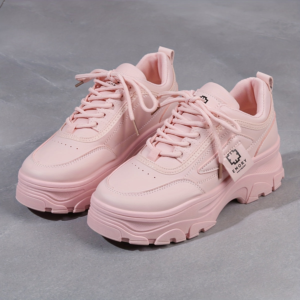 Pink Chunky Sneakers Low Top Platform Sports Shoes