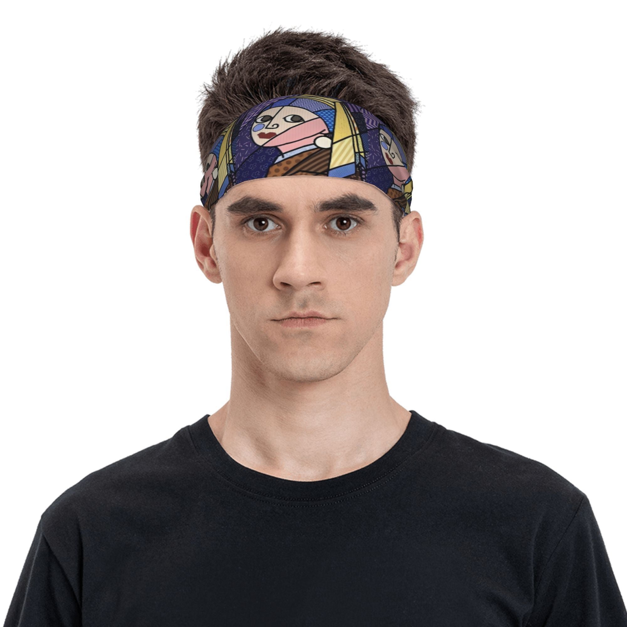 Unisex Sports Headband Sweat Wicking Polyester Mosaic Art