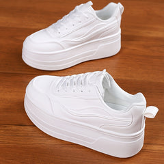 Women's Lace up Platform Sneakers Height Increased Skate Shoes
