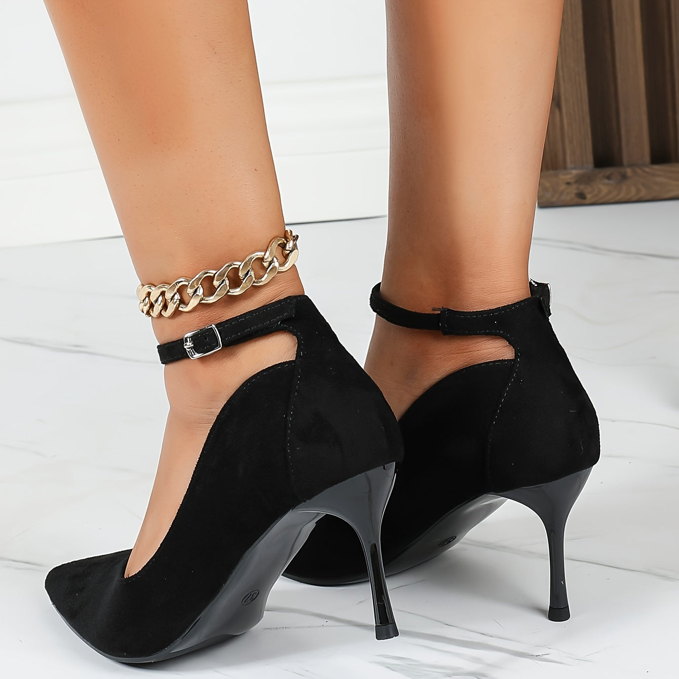 Women's Ankle Strap High Heels Pointed Toe Dress Stilettos