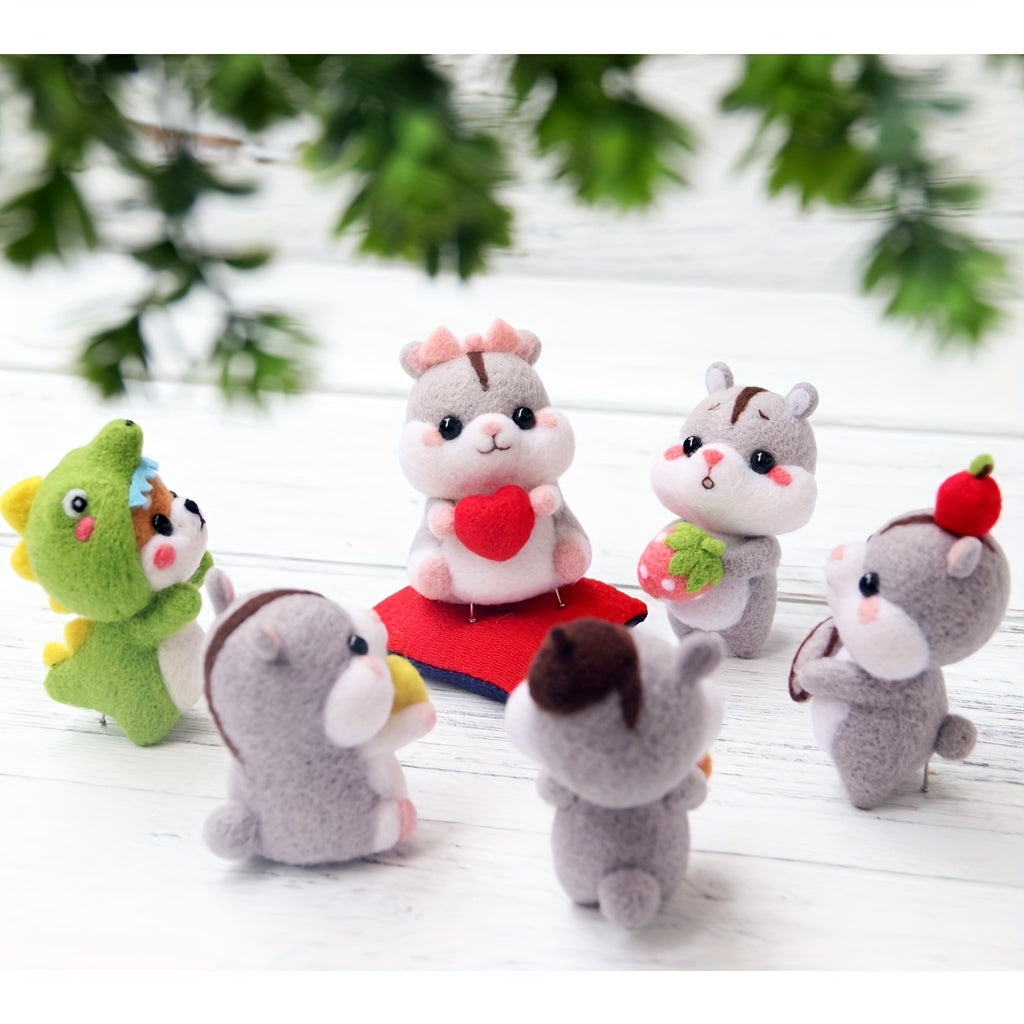 Hamster Toy Wool Felting Set DIY Material Package 6 Styles