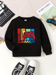 Kid's Colorful Gamepad Pattern Thermal Sweatshirt