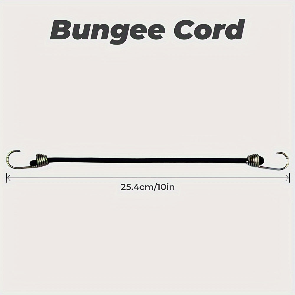 15pcs 25.4cm Mini Bungee Cords with Steel Hooks for Tarp Covers