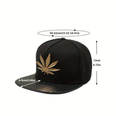 Men's Hip Hop Baseball Cap Street Dance Hat Punk Wind Metal Hemp Leaves Pattern