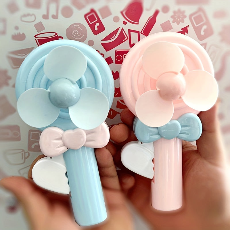 2pcs Mini Lollipop Shape Pocket Fan Portable Plastic Fan