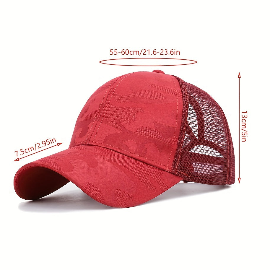 Camouflage Ponytail Trucker Hat Mesh Baseball Cap