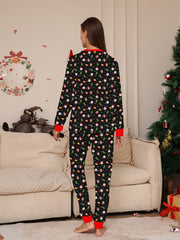 Christmas Elk Print Pajama Set Long Sleeve Top & Pants Women's Sleepwear