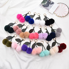Fluffy Cherry Keychain for Car or Handbag