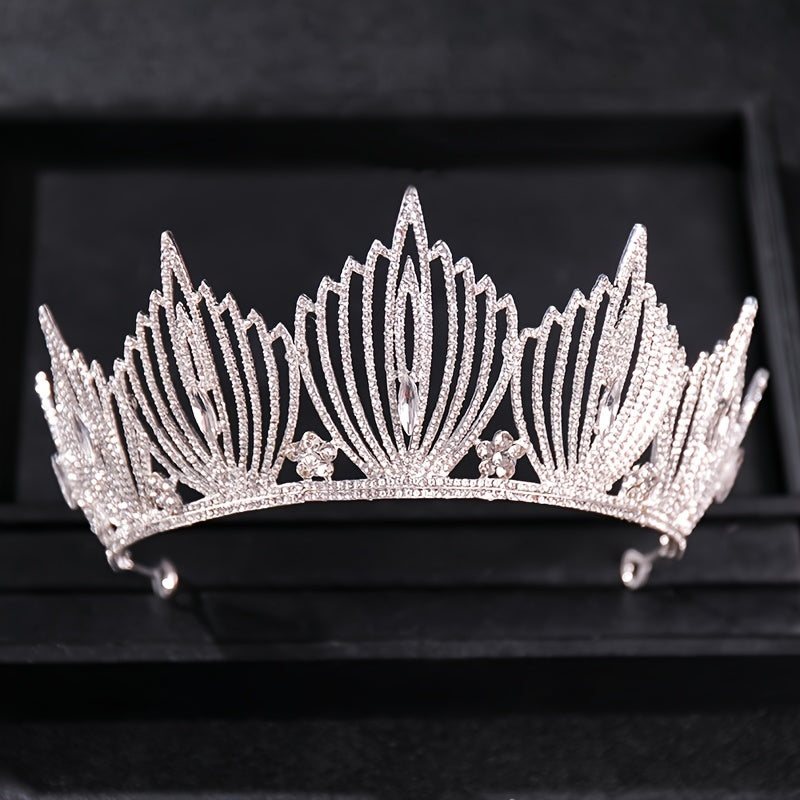 Golden Vintage Queen Crown Rhinestone Tiara Prom Hair Accessories