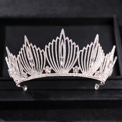 Golden Vintage Queen Crown Rhinestone Tiara Prom Hair Accessories