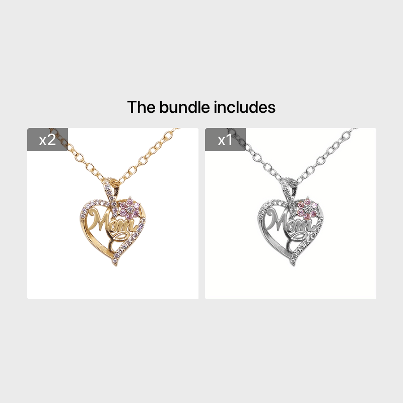 Heart Flower MOM Pendant Necklace Decorative Accessories