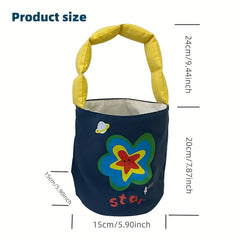 Portable Flower Bucket Bag Casual Large Capacity Handbag