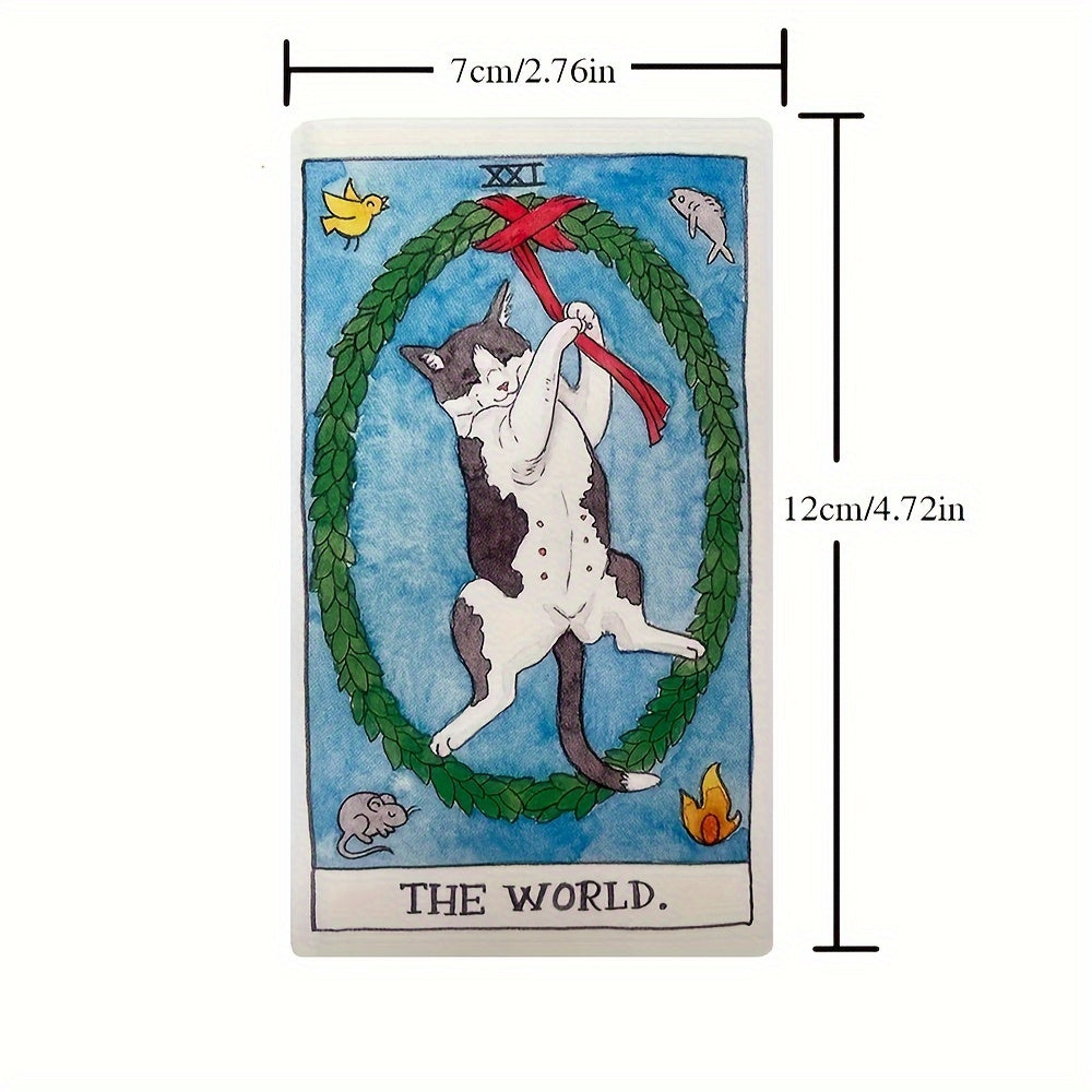 Cartoon Cat Tarot Cards Set for Beginners with Guidebook