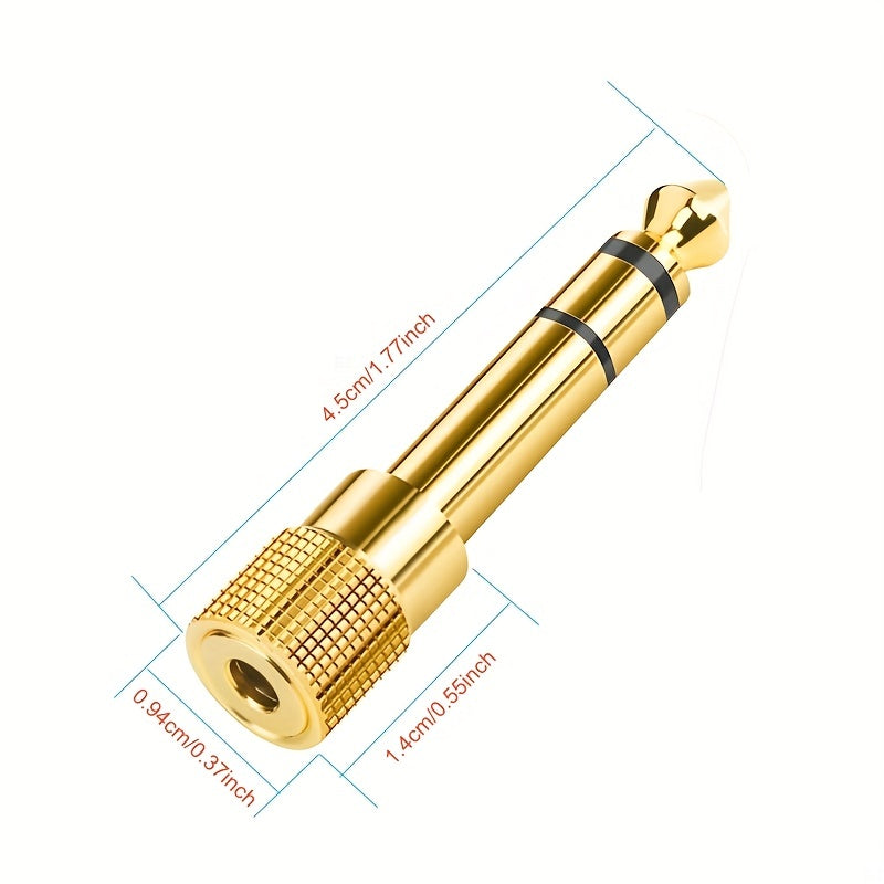 2Pcs Audio Adapter 3.5mm Male to 6.35mm Female + 6.35mm Male to 3.5mm Female