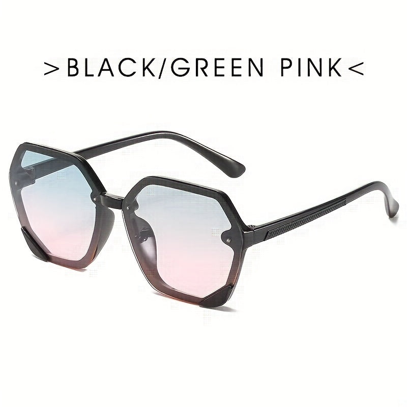 Polygonal Frame Sunglasses Colorful Ocean Piece Sunglasses