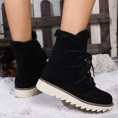 Women's Non slip Thickened Snow Boots Warm Lace Up Thick Bottom Snow Boots