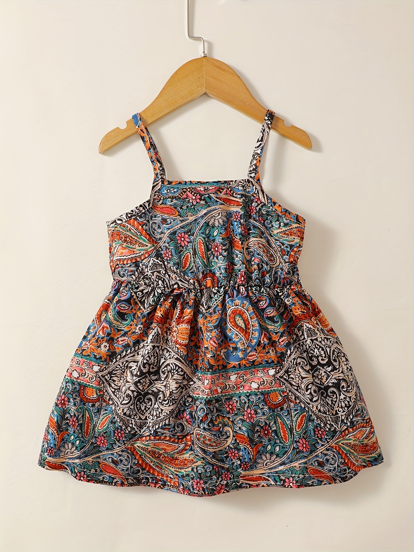 Ethnic Style Lace Waist Cami Dress for Toddler Girls