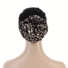 Leopard Print Inner Cap Turban Elastic Underscarf Bonnet Women Head Wrap Hijab