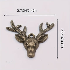 10pcs Retro Christmas Deer Head Pendants Alloy Metal Jewelry DIY