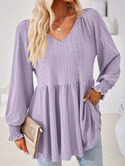 Eyelet Embroidered Lantern Sleeve Top