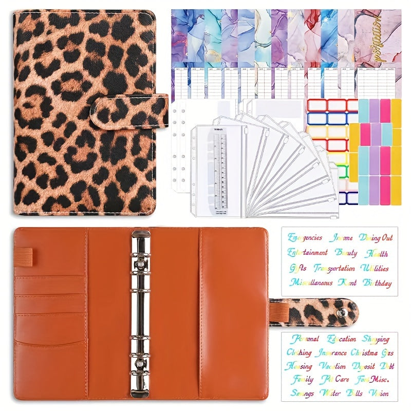 A6 Budget Binder Set w/ Zipper Bag - Save Money PU Leather Cash Bud