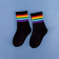 Kids Rainbow Striped Crew Socks 1-8Y