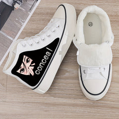 Anime Girl Plush Lined Thermal Canvas High Top Sneakers