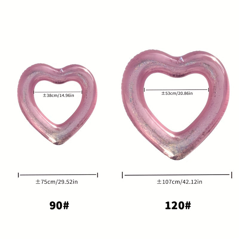 Heart Shaped Swimming Float with Sequin for Pool and Beach