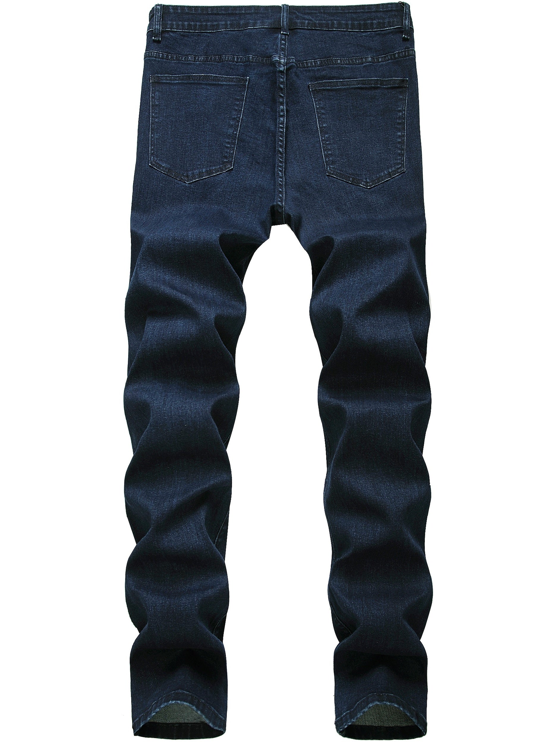 Rose Embroidery Ripped Jeans Mens Casual Street Style Denim Pants