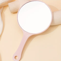 Pink Round Hand Mirror Lightweight Hand Held Mirror Small Portable Beauty Mirror