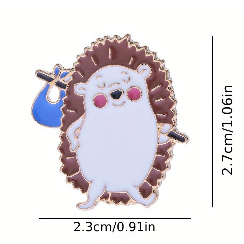 Cute Hedgehog Brooch for Girls Metal Cartoon Pin