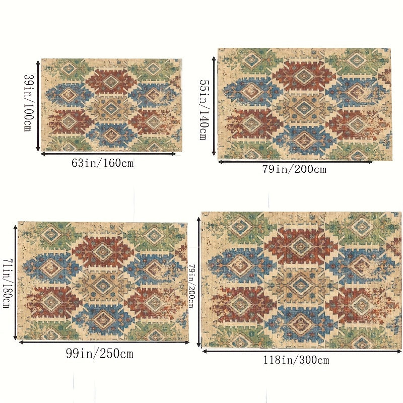 Fluffy Faux Wool Area Rug Vintage Bohemian Carpet Living Room Bedroom