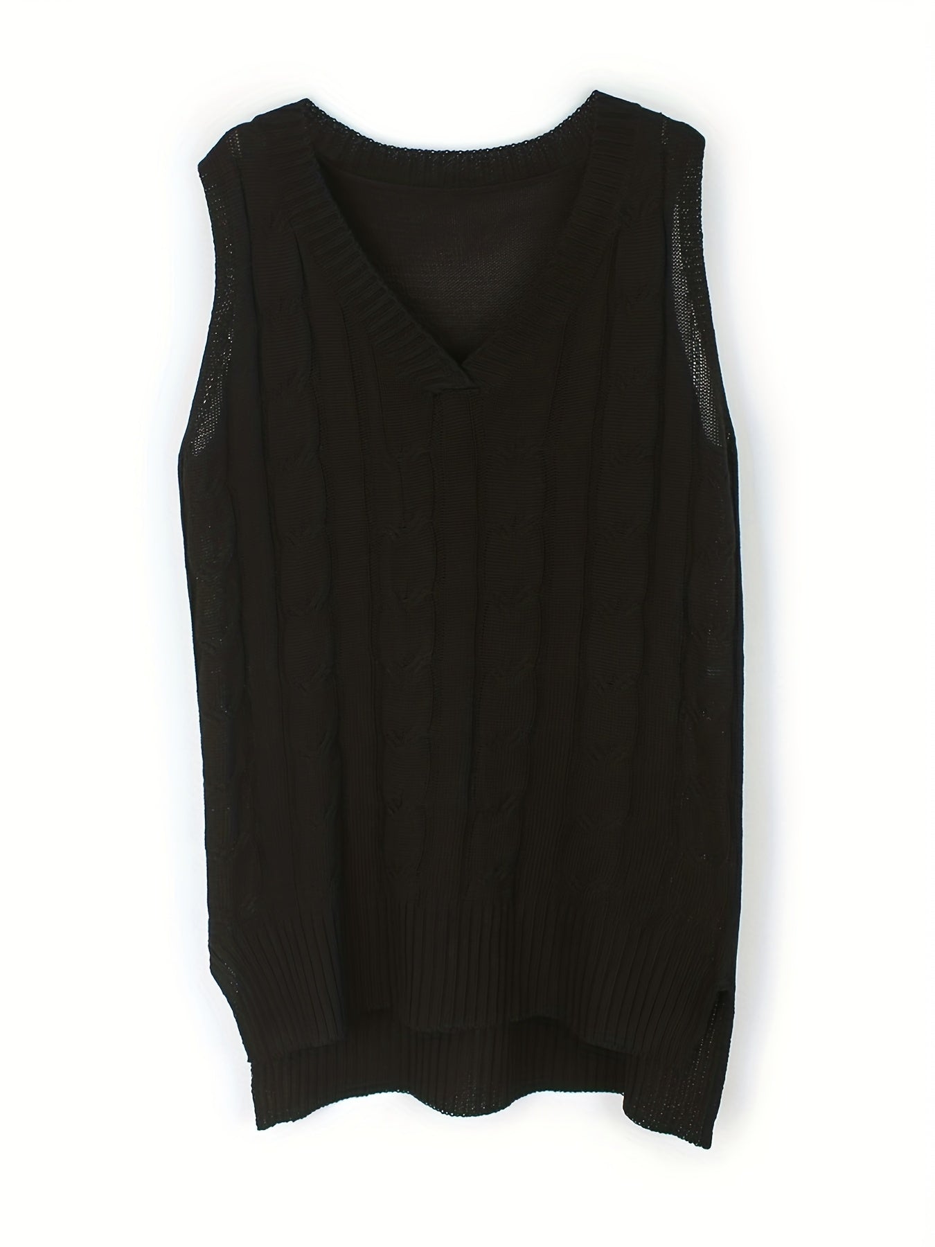 Solid V Neck Sweater Vest Sleeveless Casual Sweater